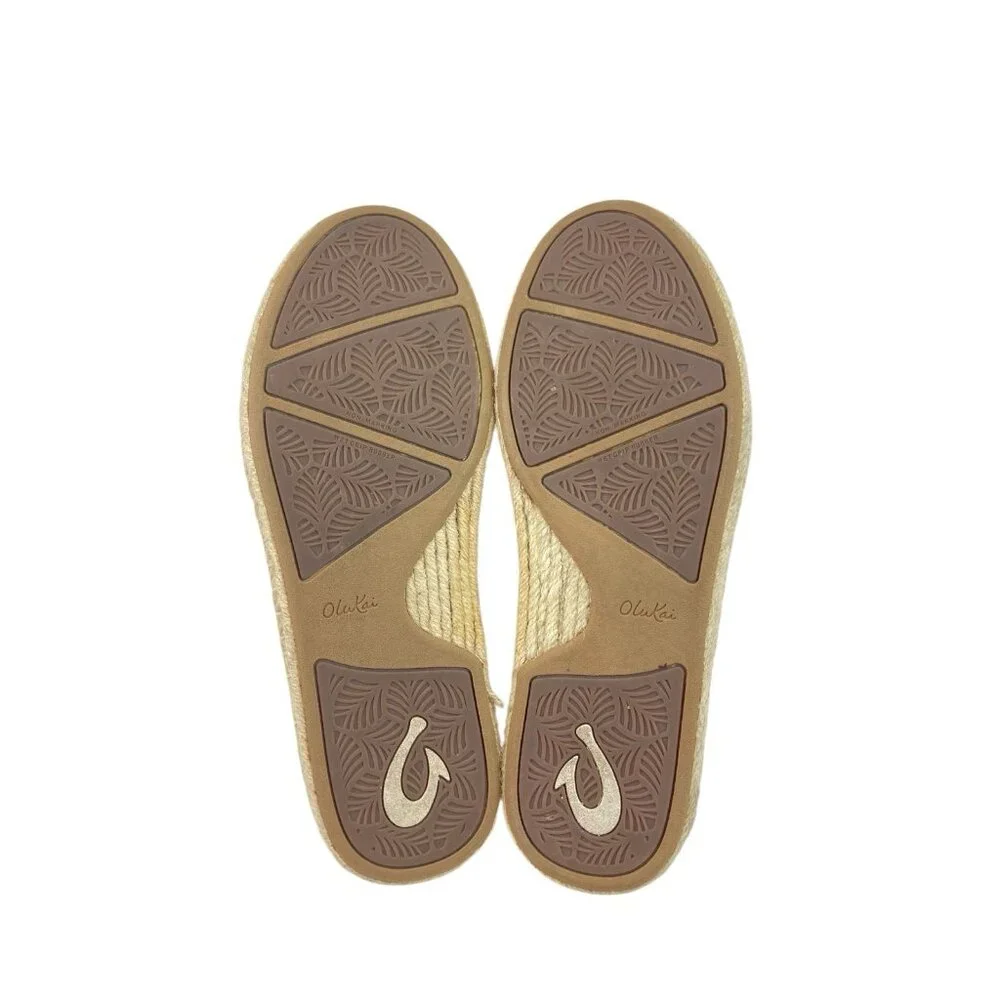 *Olukai Pink Kaula Pa'a Kapa Espadrilles Shoes Womens Size 8 Fold Heel Slip On